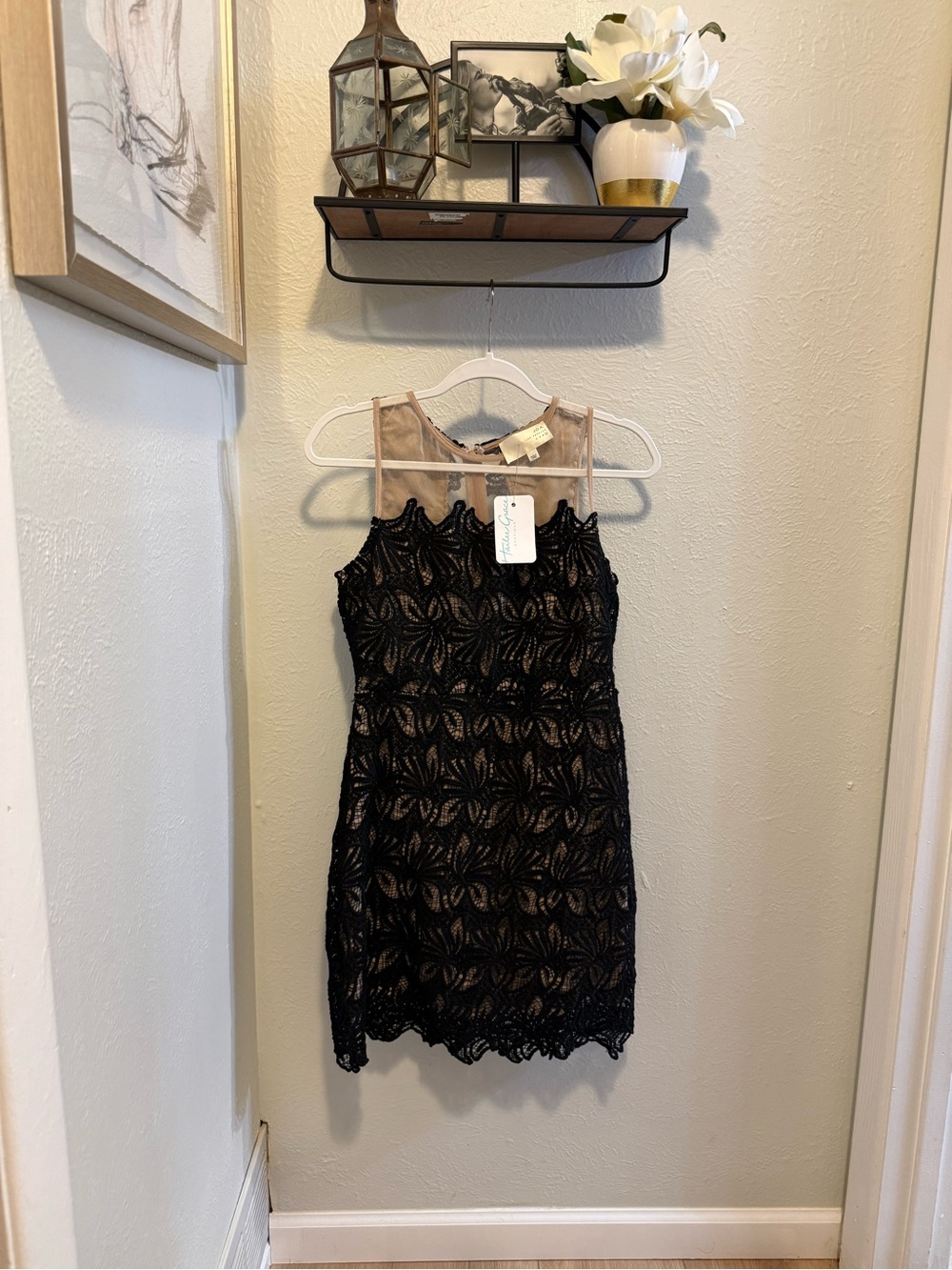 J.O.A. Los Angeles Black Lace Nude Illusion dress